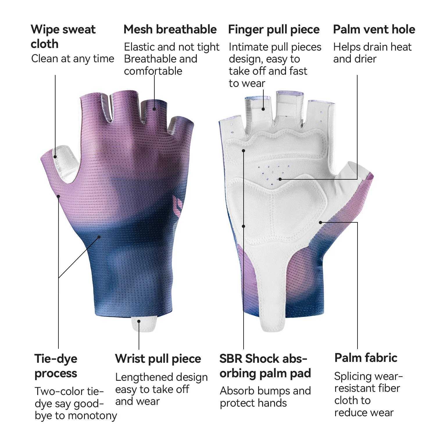 ROCKBROS Summer Half Finger Cycling Gloves Gel Padding Breathable Shock Absorbing Cycling Accessories Pro Cycling Gloves J2509221