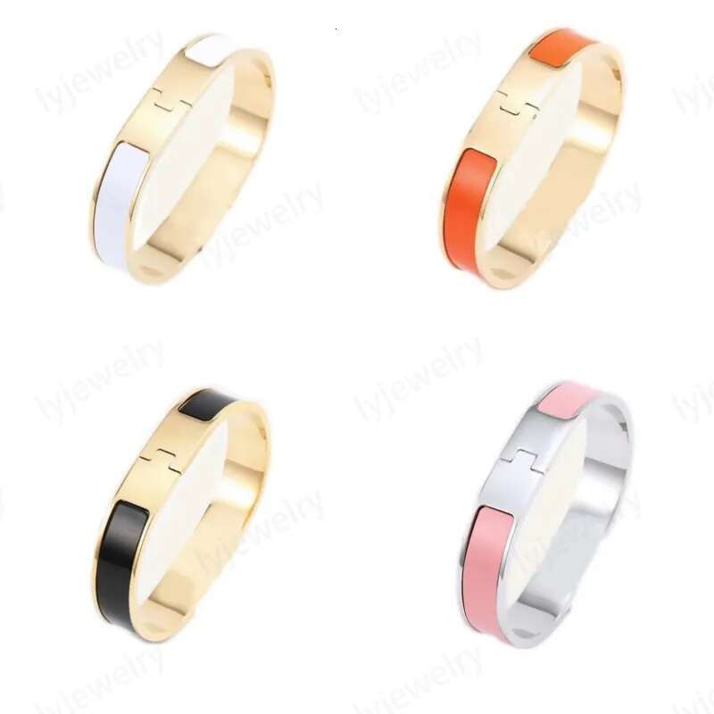 Fashion bracelets women letter bangle white black plated rose sier gold bracelet wide ladies designer jewelry size 17/19 zl215 Good quality