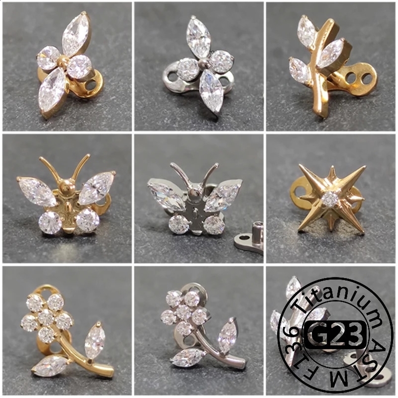 G23 Zircon Micro Dermal Anchor Piercing Tiny Dermal Anchor Flower Surface Piercings Skin Diver Body Jewelry 250428