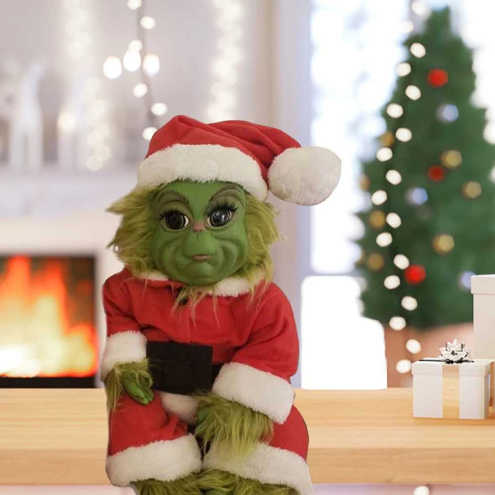 Christmas Plush Doll Green Monster Doll Christmas Grinch Baby Toys Soft Christmas Decorations Plush Toy Children Doll Xmas Decor S25923