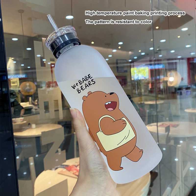 1Pcs 1000ml Plastic Transparent Water Bottle BPA Free Portable Outdoor Sports Cup Mug Student with Straw For Outdoor Sports J250923