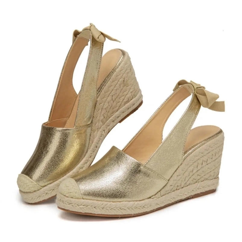 Wedges Sandals For Women Closed Toe Bandage Espadrille Stylish Shoes TDL-J26GD 240528