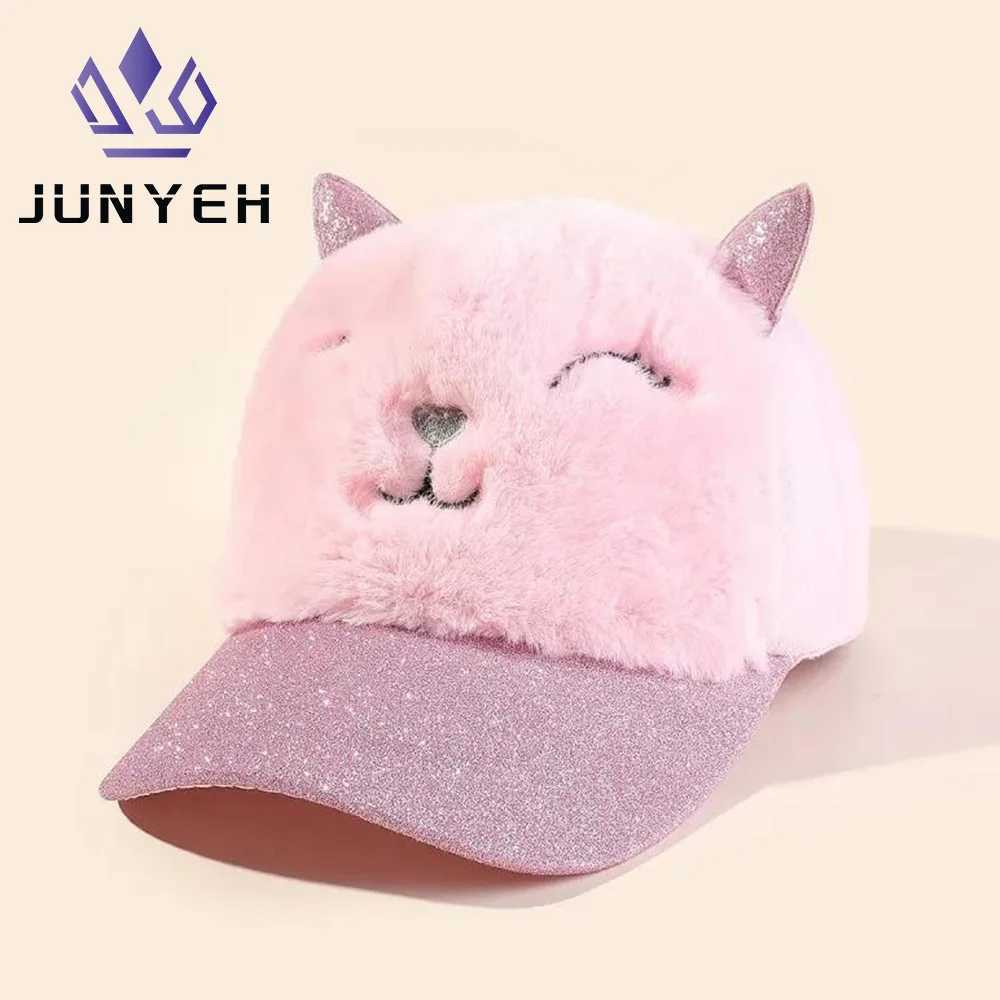 Childrens Baseball Cap Cartoon Animals Outdoor Baby Girls Warm Hats Winter Cat Pattern Cute Baseball Caps For Kids 310 Years Z251029