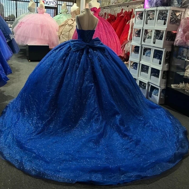 Royal Blue Shiny Ball Gown Sweet 16 Year Old Quinceanera Dresses Girls Prom Party Dress Vestidos De Festa 15 Anos