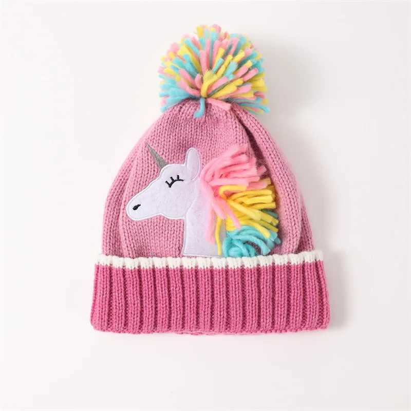 Winter Cute Cartoon Unicorn Ear Flap Hat Matching Gloves Thermal Lined Set for Toddler Boys Girls Animal Themed Knit Cap Gloves Z251029