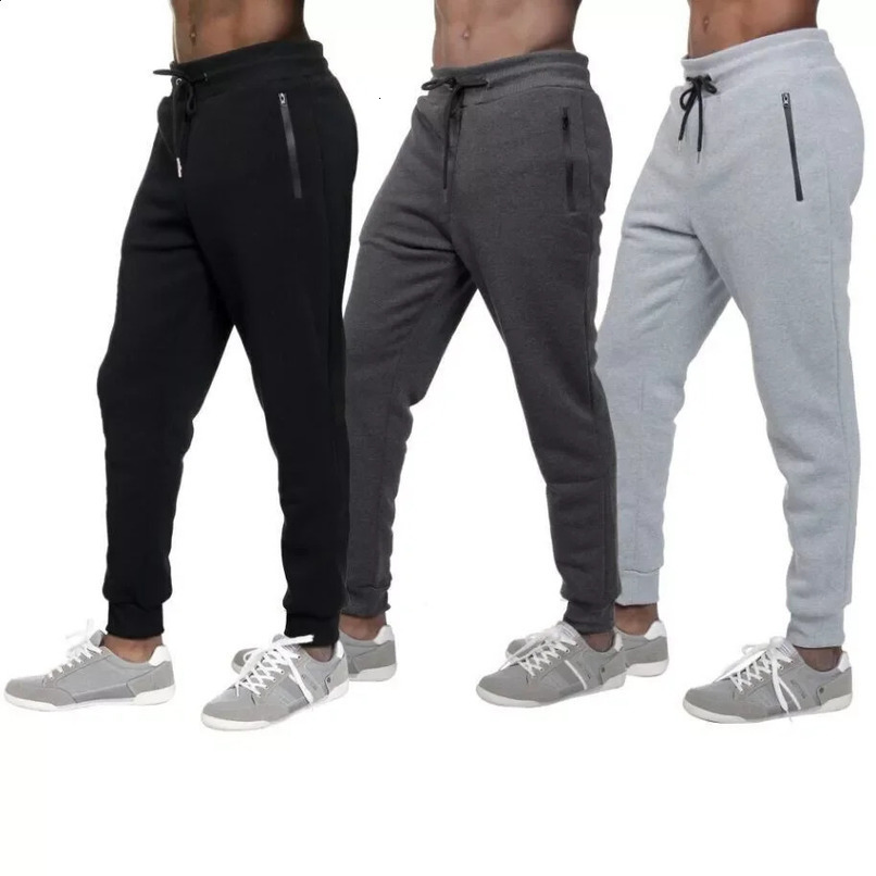 3 PACK Mens Fleece Lined Slim Fit Casual Tech Jogger Sweatpants Zipper Pockets for Casual Wear Sports and Loungewear S-3XL 250113