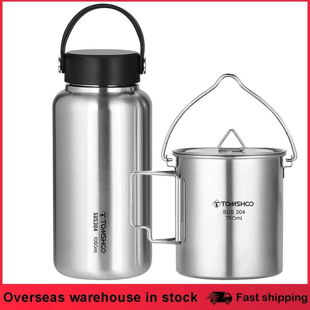 Big Capacity 1050ml Stainless Steel Sport Water BottleKettle with Leak Proof Lid Camping Hanging Pot Cup for Outdoor Travel J250923