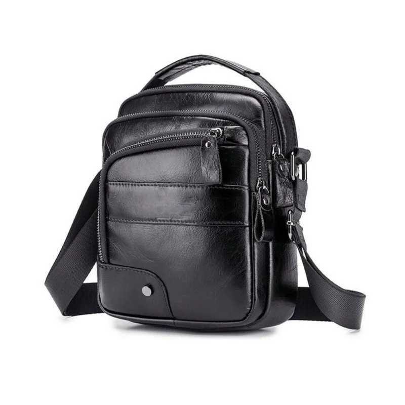 SmallGenuine Leather Bag for Man Fashion Real Cow Leather Satchel Male 2025 New Boys Shoulder or Crossbody Bag J250922