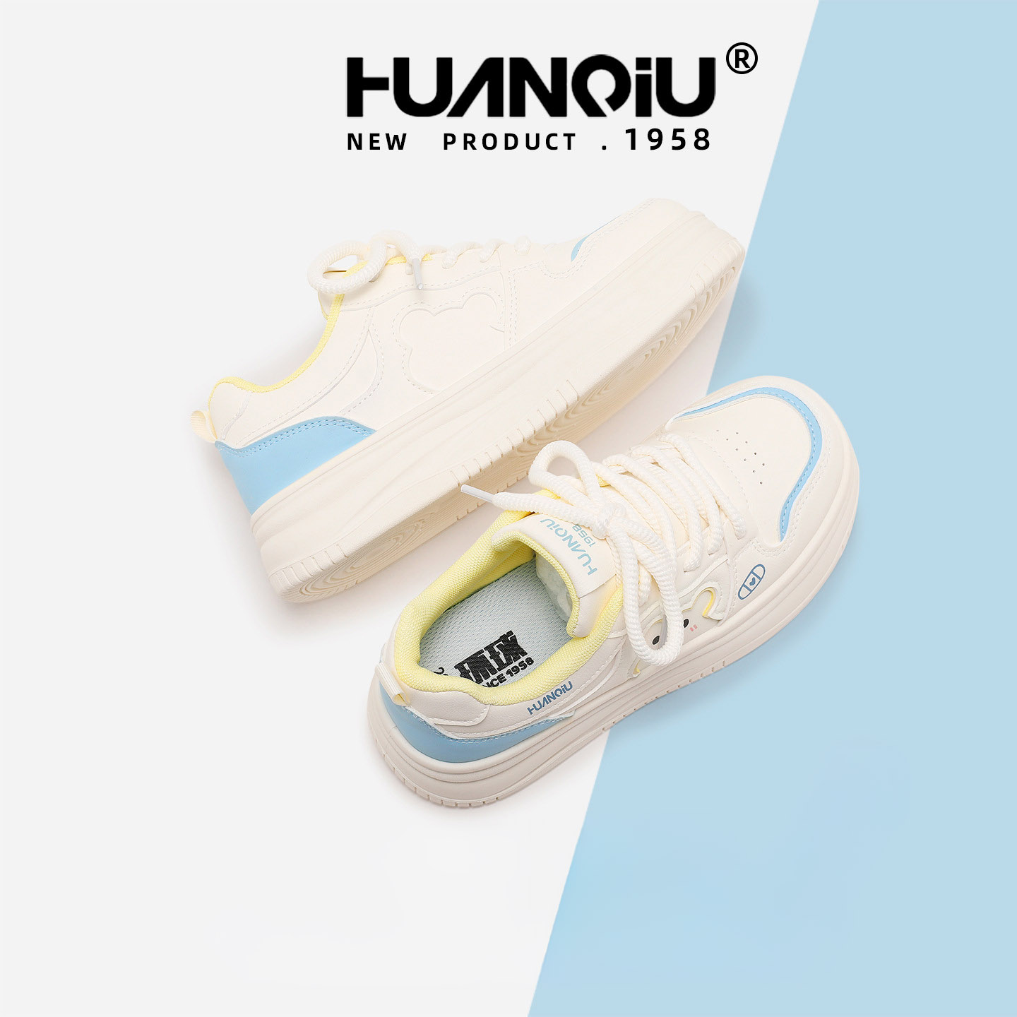 HUAN QIU Free shipping Designer Casual Shoes White shoes women shoes breathable thick soled shoes height increasing versatile board shoes