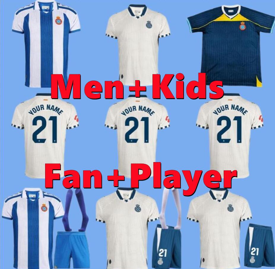 2025 2026 Espanyol Soccer Jerseys CABRERA LOZANO EDU 25-26 home jersey is directly inspired by an unforgettable era for the club evoking memories kids Kits Football