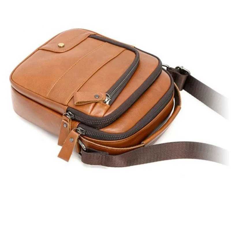SmallGenuine Leather Bag for Man Fashion Real Cow Leather Satchel Male 2025 New Boys Shoulder or Crossbody Bag J250922