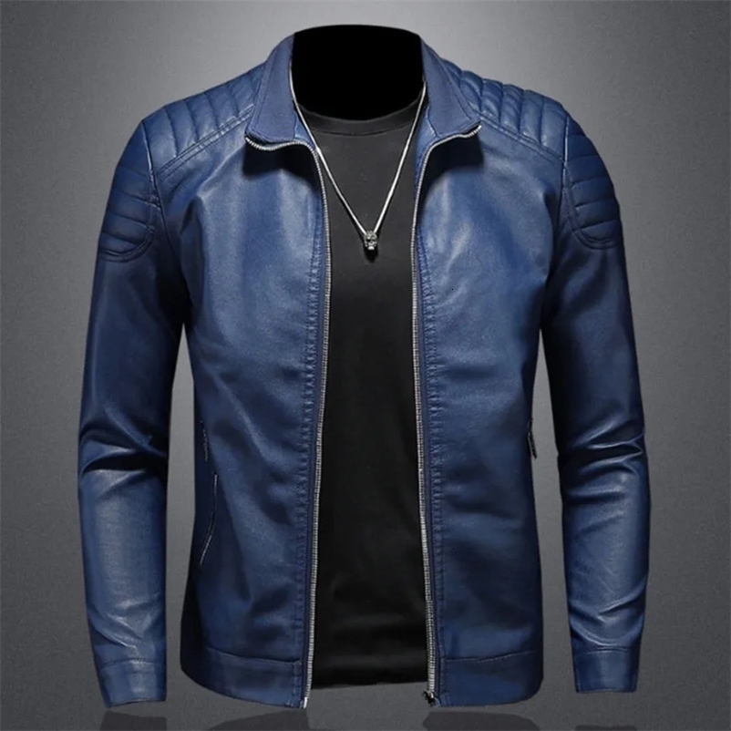 Trend Motorcycle Jacket Spring Mens Fashion Leather Jacket Slim Fit PU Jacket Male Anti-wind Motorcycle Jackets Men Biker Coat 240715