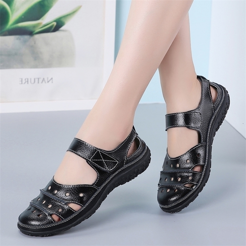 Women Sandals Ladies Comfortable Ankle Hollow Round Toe Sandals Women Soft Beach Sole Female Shoes Plus Size zapatos de mujer 220418
