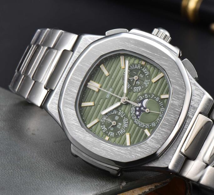 2023 New Fashion patekity 5740 Watches for Men All Dial Work Quartz PP Watch High Quality Luxury Brand Chronograph Clock stainless steel Belt Mens Wristwatches