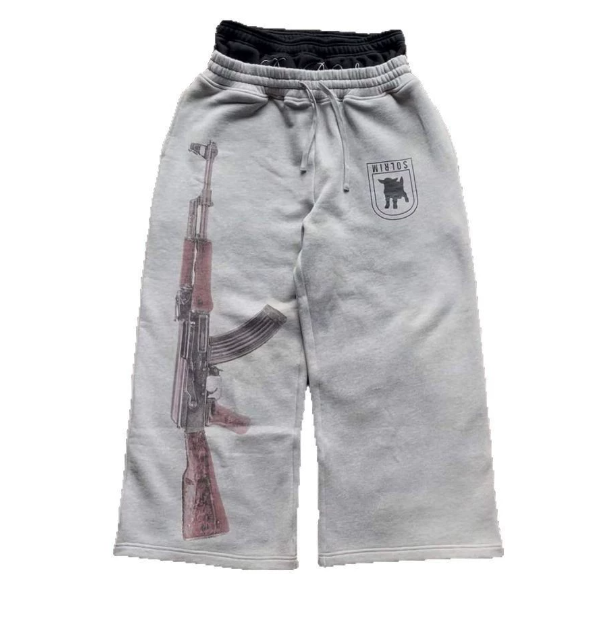 Harajuku Loose Double Waisted Sweatpants Y2K American Solid Color Letter Embroidery Casual Pants Hip Hop Drawstring Waist Jogger 250806