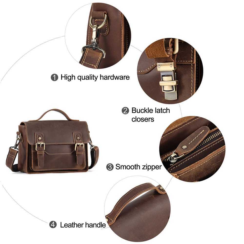JOYIR Genuine Leather Small Messenger Bag Men Women Satchel Shoulder Crossbody Bag Vintage Purse for Business Work Travel J251025