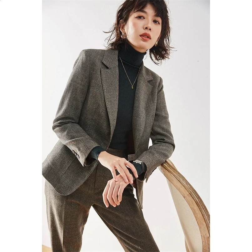 Autumn Winter Women Long Sleeve Blazer Suits Coats Fashion Slim Single-breasted Office Lady Blazers 240826