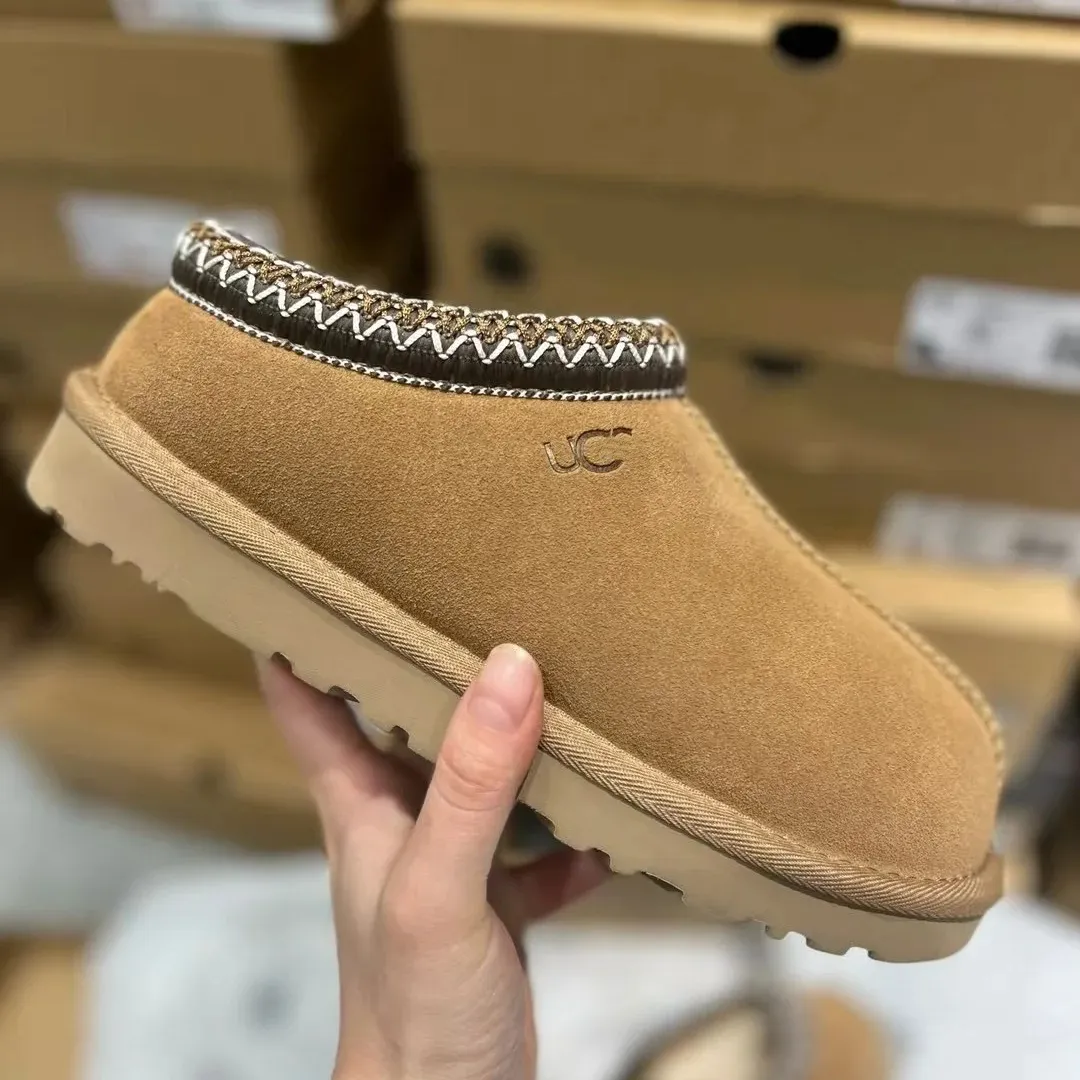 Designer Boot Womens Tazz Slippers Tasman Fur Slides Classic Ultra Mini Platform Boot Chestnut Mustard Seed Sand Slip-on Suede Wool Comfort Winte