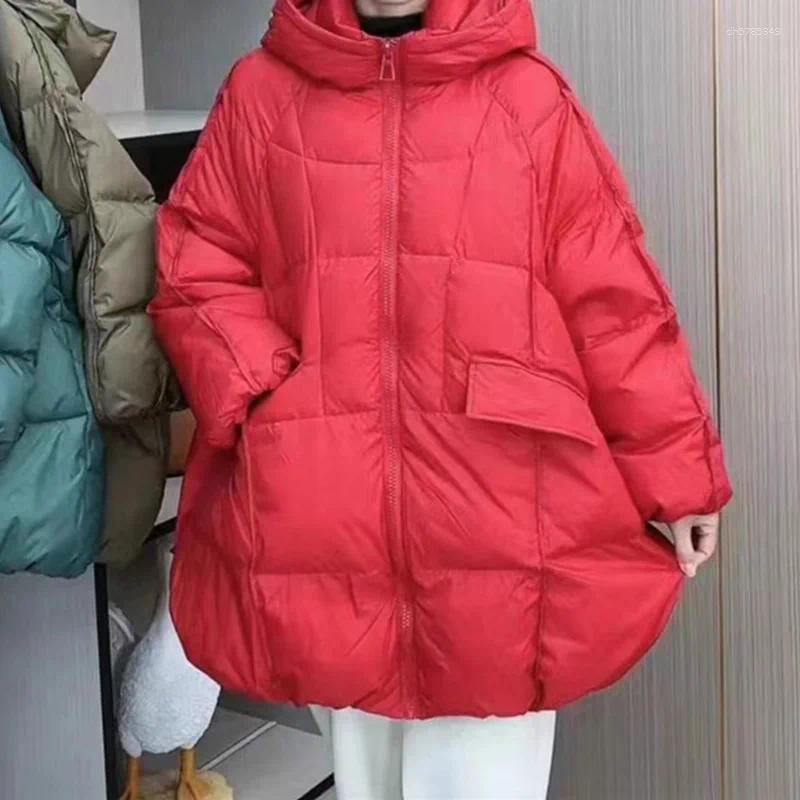 Women's Down Lagabogy 2025 Winter Women White Duck Jacket Hooded Warm Oversize Puffer Coat Female Casual Loose Parkas Pocket Outwear