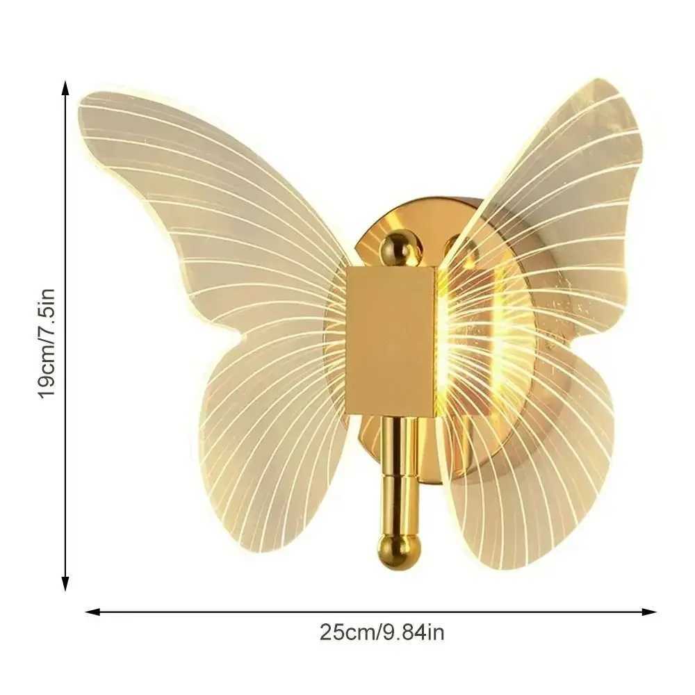 Metal Acrylic LED Butterfly Wall Lamp Modern Elegant Wall Light Sconces Tricolor Adjustment Creative Bedside Lamp C251124