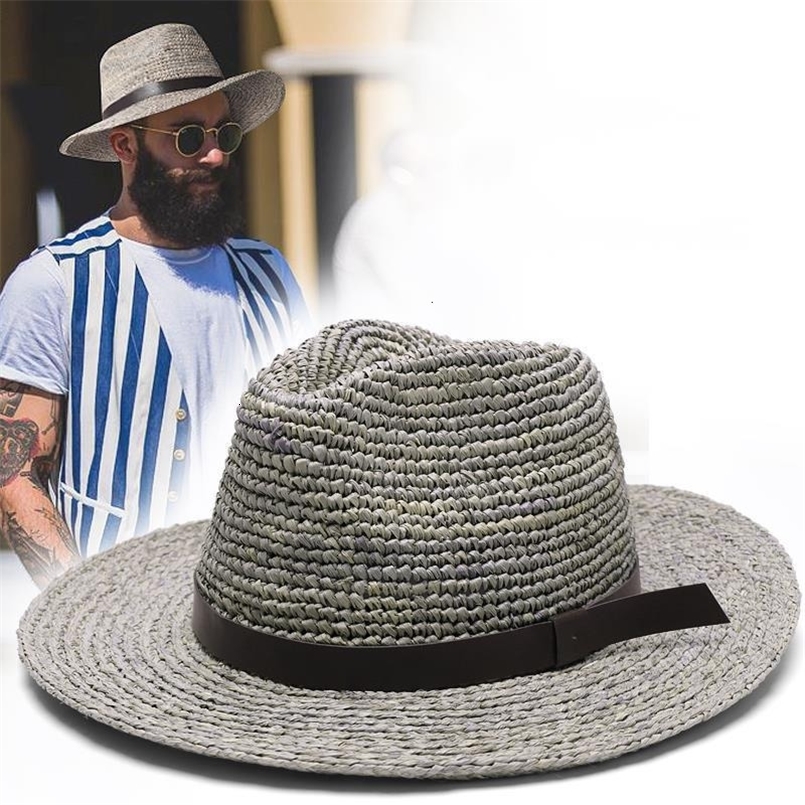 Wide Brim Hats Bucket Large Size Panama Hat Big Bone Men Women Beach Fedora Cap High Quality Plus Raffia Straw 57cm 59cm 61cm 63cm 230214