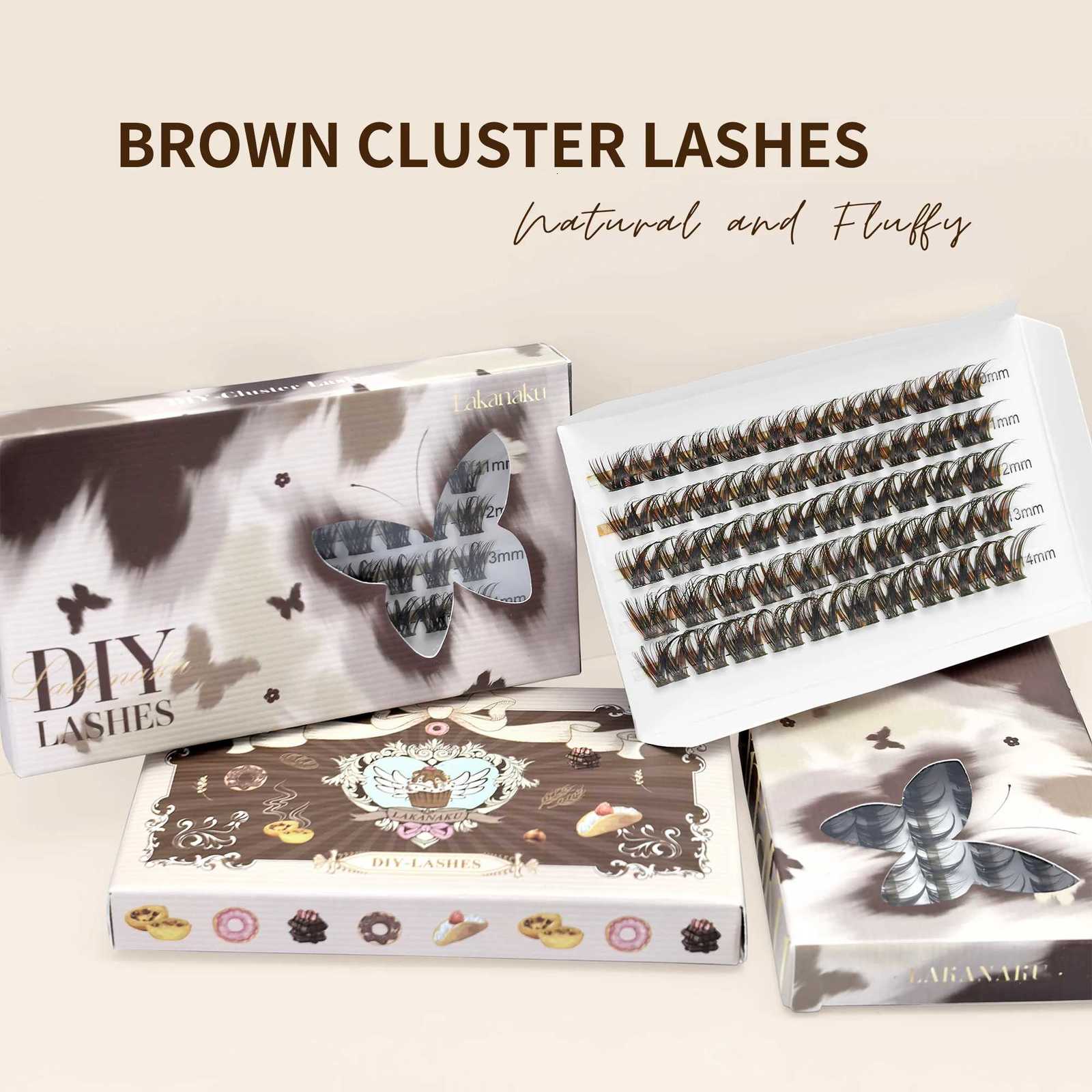 LAKANAKU Brown DIY Lashes Clusters Eyelash Extensions Volume Fans for Beauty Makeup C250923