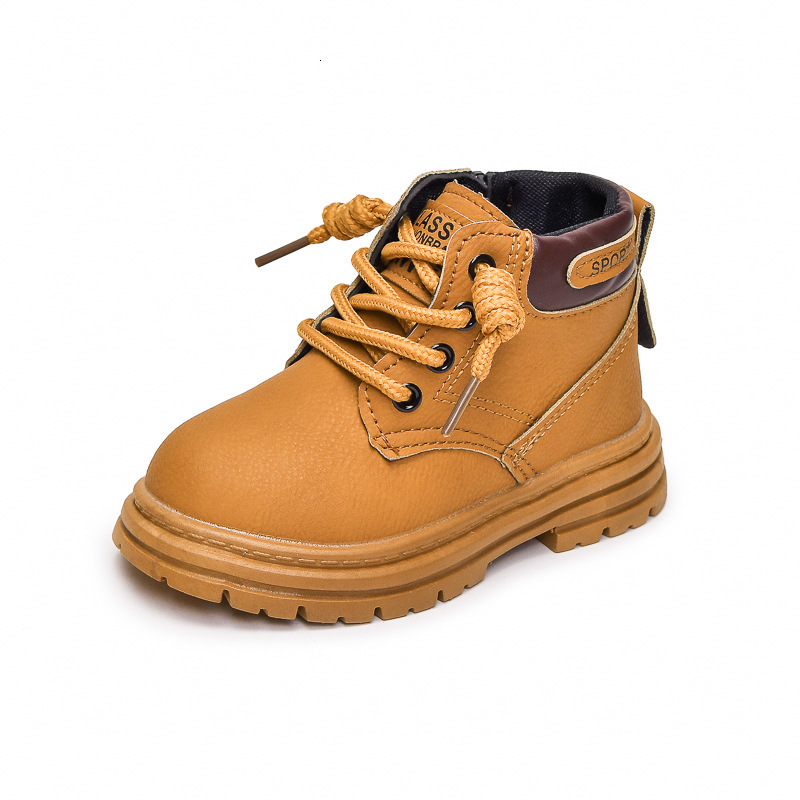 Childrens Fashion British Style Short Boots Boys Side Zipper Martin Boots Toddler Single Boots Little Yellow Boots Girls Shoes Trendy 250819