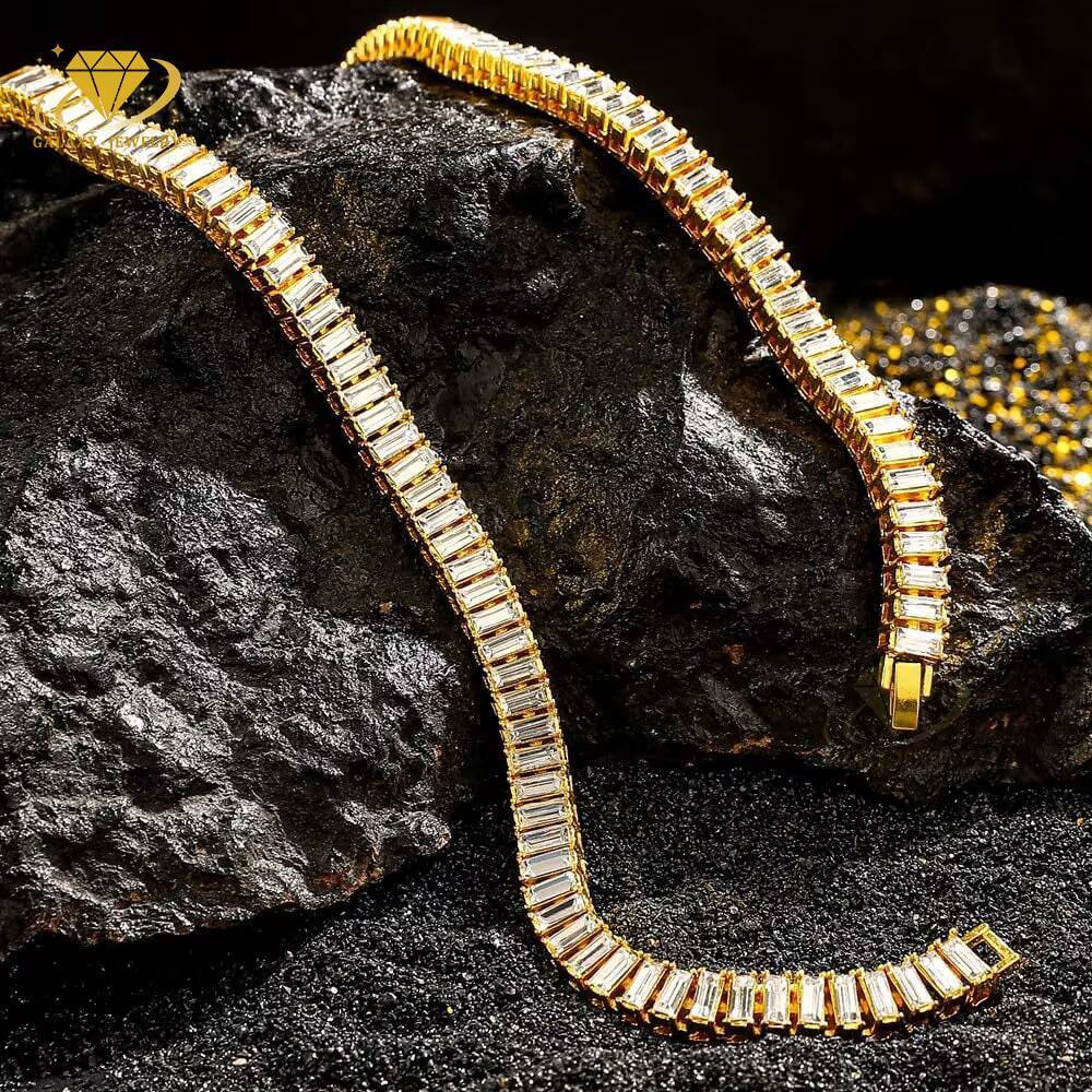 Wholesale Solitaire Baguette Pass Diamond Tester Iced Out Certified Moissanite Jewelry Tennis Chain Bracelet Necklace