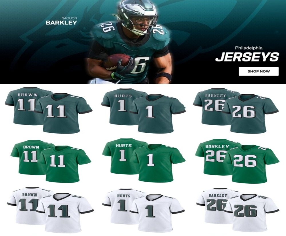 26 Saquon Barkley Jalen Hurts EaglesJerseys Super Bowl LIX custom Jerseys Kenny Pickett Jason Kelce Brown Sanders DeVonta Smith Haason Reddick Swift