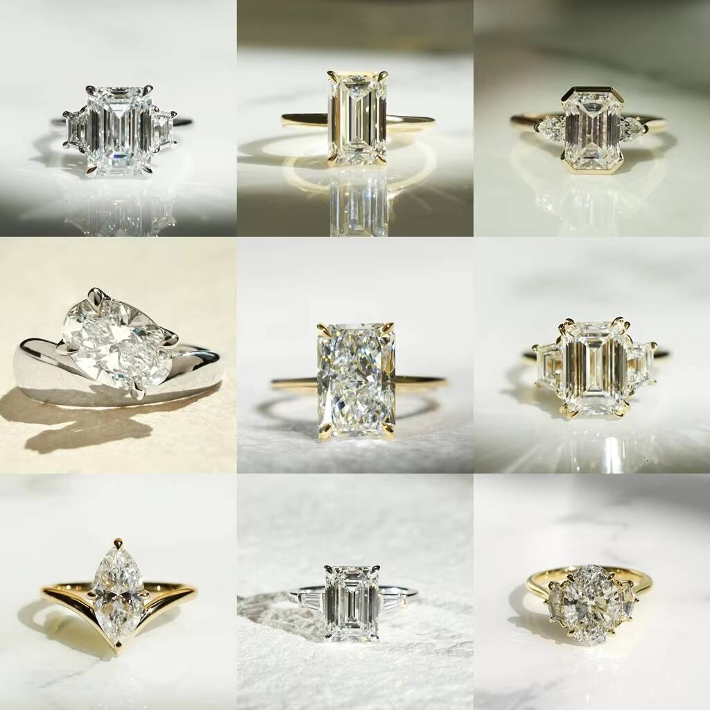 Luxury Engagement Wedding 18K Solid Gold Radiant Cut IGI Lab Grown 1CT 15CT 3CT 5CT Diamond Rings