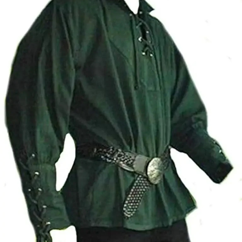 Mens medieval pirate costume vintage bandage shirt mercenary Scottish wide sleeved shirt long sleeved top 240816bj