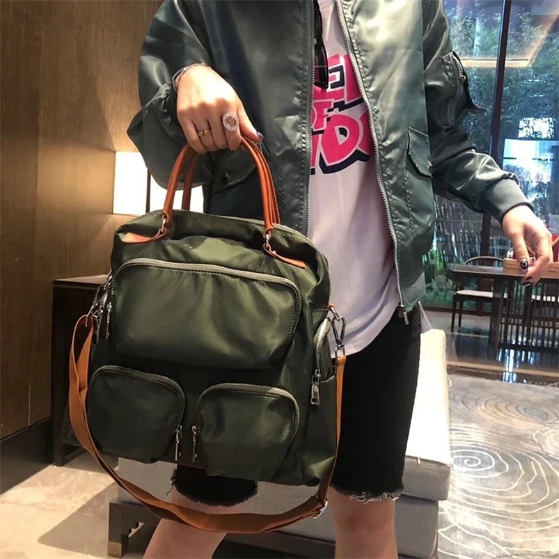 Women Backpack Premium Nylon Fabric Multi Pocket Versatile Fashion Travel Double Shoulder Casual Dual Single Shoulder Crossbody 240909