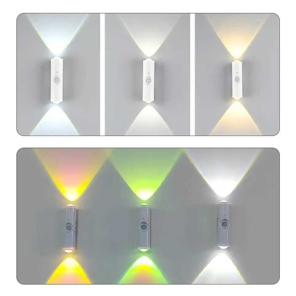 Usb Rechargeable Motion Sensor Led Night Light Wall Smart Lamp Rgb Wireless Stair Indoor Ambient Cordless Magnetic UpDown Decor C251124