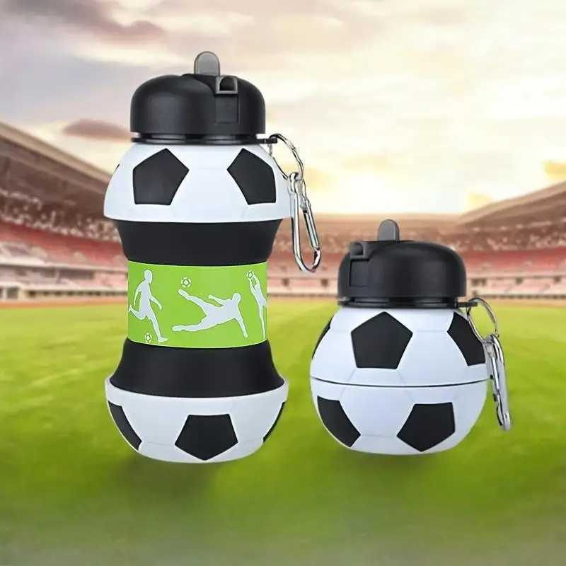 Foldable Ball Shaped Water Bottle 1 Count Portable Soccer Ball Design Water Bottle Leakproof Water Cup for Fitness Outdoor Ac J250923
