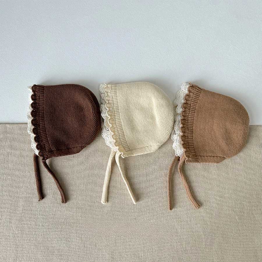 Korean Baby Boys Girls Hat Autumn Winter Warm Ear Protection Caps Ruffle Lace Princess Childrens Knitted Wool Hat Z251029