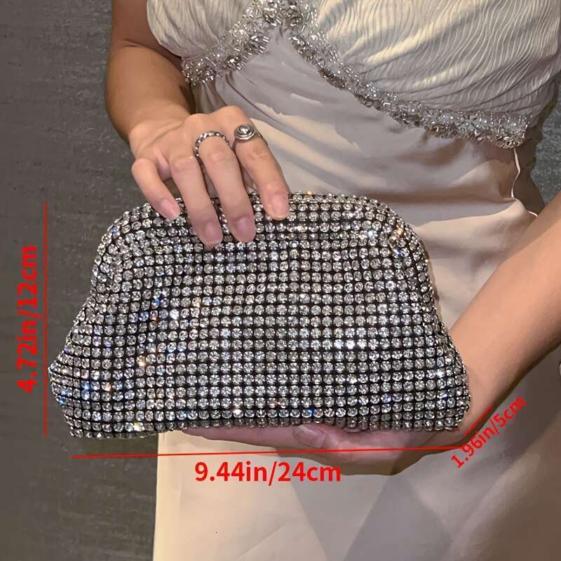 Designer Clutch Bag with Rhinestone & Acrylic - Crossbody Bag for Women, Ideal for Parties, Weddings, Formal Events