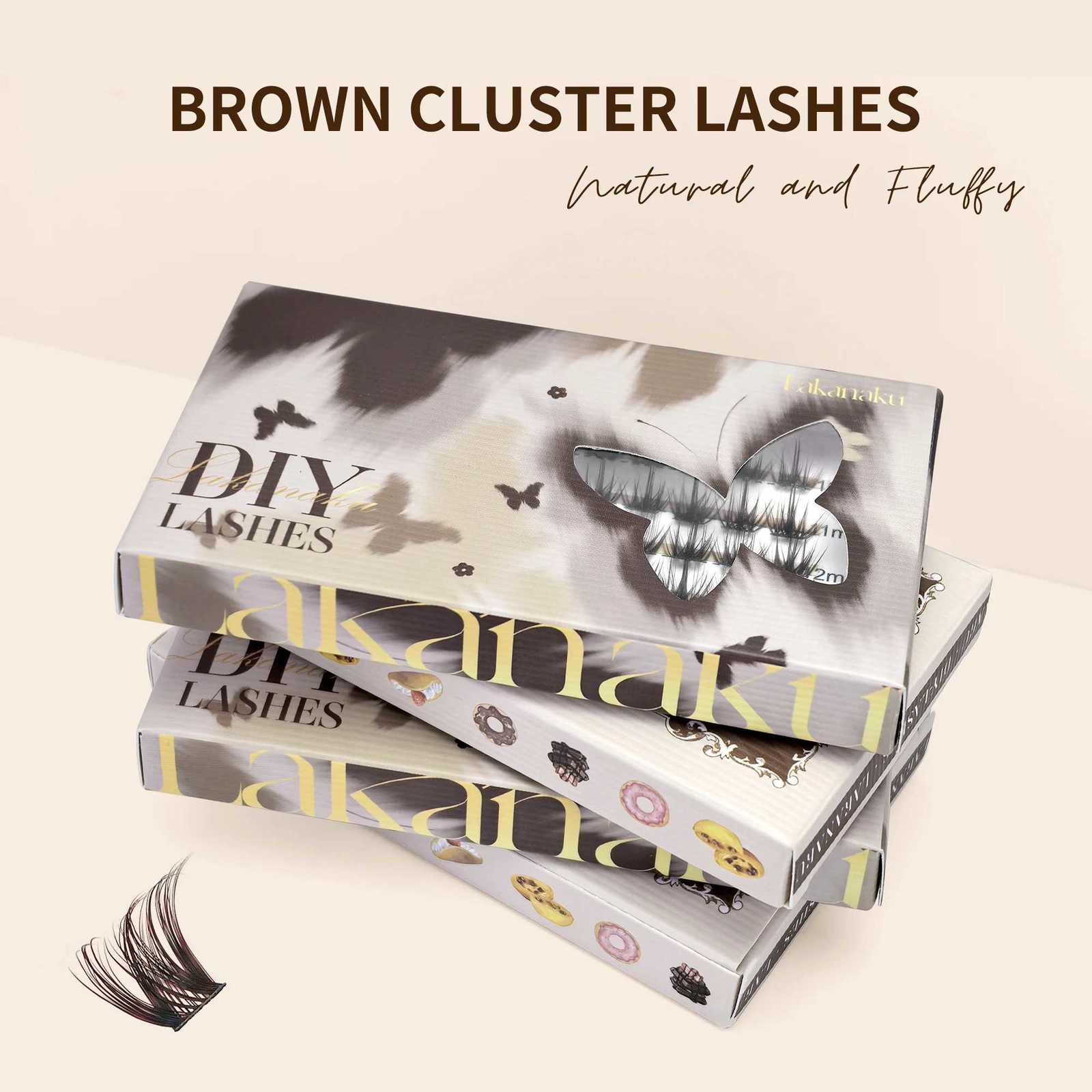 LAKANAKU Brown DIY Lashes Clusters Eyelash Extensions Volume Fans for Beauty Makeup C250923