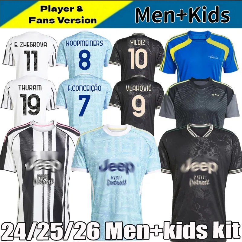 25 26 Soccer Jerseys 2025 Fans Player Version Home Away 3TH Yildiz Vlahovic F.CONCEICAO DOUGLAS LUIZ Thuram N.GONZALEZ Gatti Kalulu Men Football Shirts Kids Kits