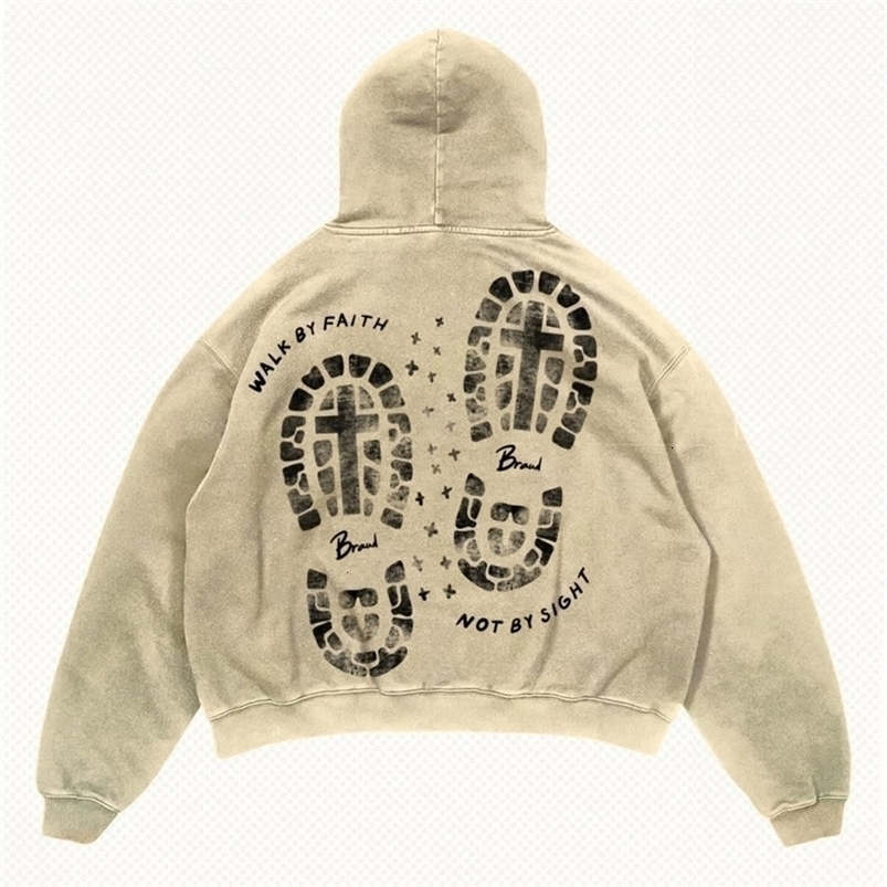 Harajuku shoe print apricot hoodies women graphic y2k top oversized hoodie Couples American streetwear goth women clothes 240822