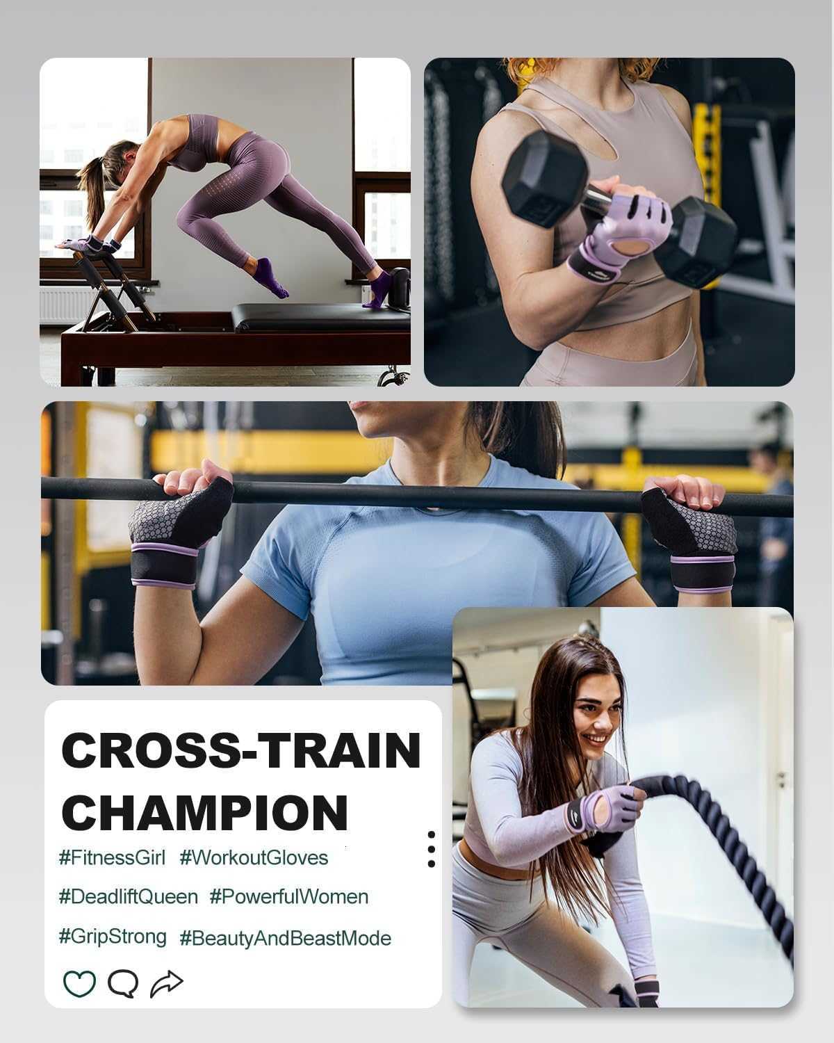 Trideer Weight Lifting Gloves for Women Men with Wrist Support Workout Gloves Women Full Palm Protection for Gym Training Fitness Weightlifting Pull U