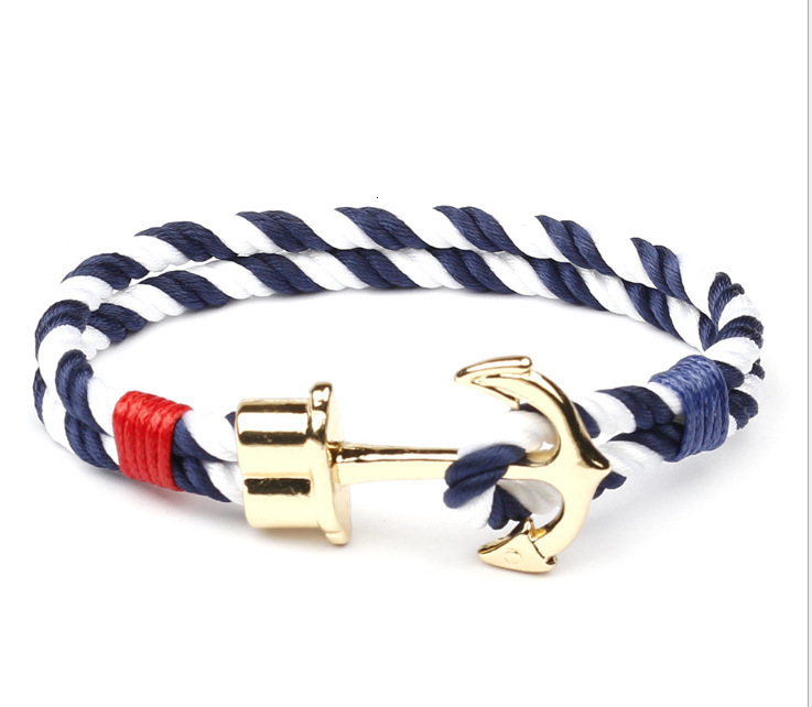 Fashion Anchor Leather Bracelet for Men - Woven Adjustable DIY Custom Accessories H260202