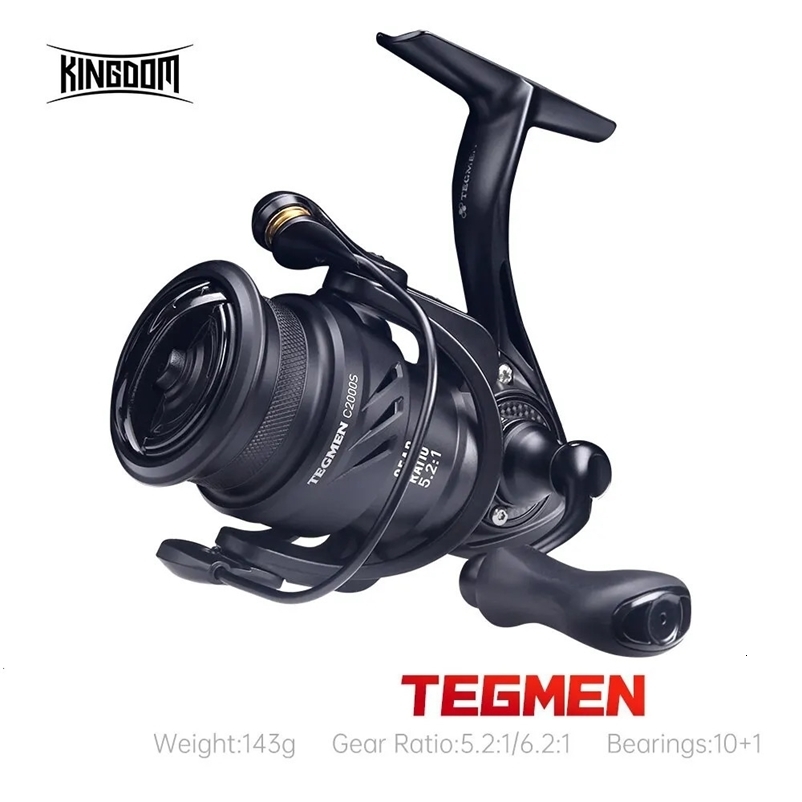 Kingdom Tegmen 5.2 1 6.2 1 143g Spinning Fishing Reels High Speed Gear Ratio Light Carbon Fiber Body Drag 101 Bearing Quantity 240620