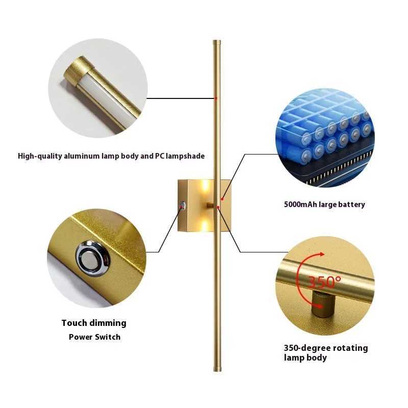 Golden Battery Operated Wall Lamp Bedside Aisle Corridorlight Wall Lamp LED for Corridor Lighting with Remote Control C251124