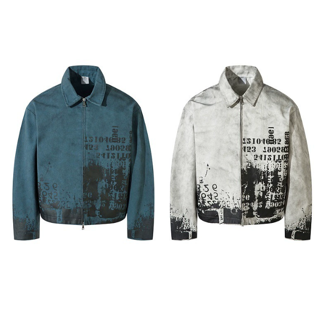 Streetwear Washed Painted Autumn Windbreaker Jackets Mens and Women Turn Down Collar Baggy Clothes Oversized Loose Outwear Coats 250806