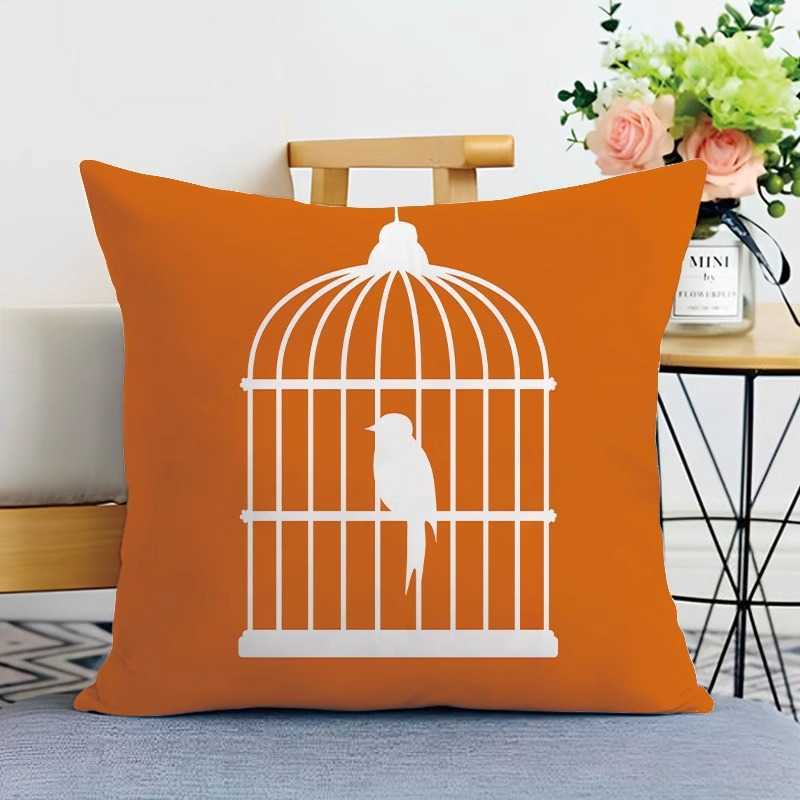 Nordic Orange Light Luxury Sofa Cushion Simple Orange Red Geometric Pillow Black and White Modern American Style Backrest Pillow Cover C250923