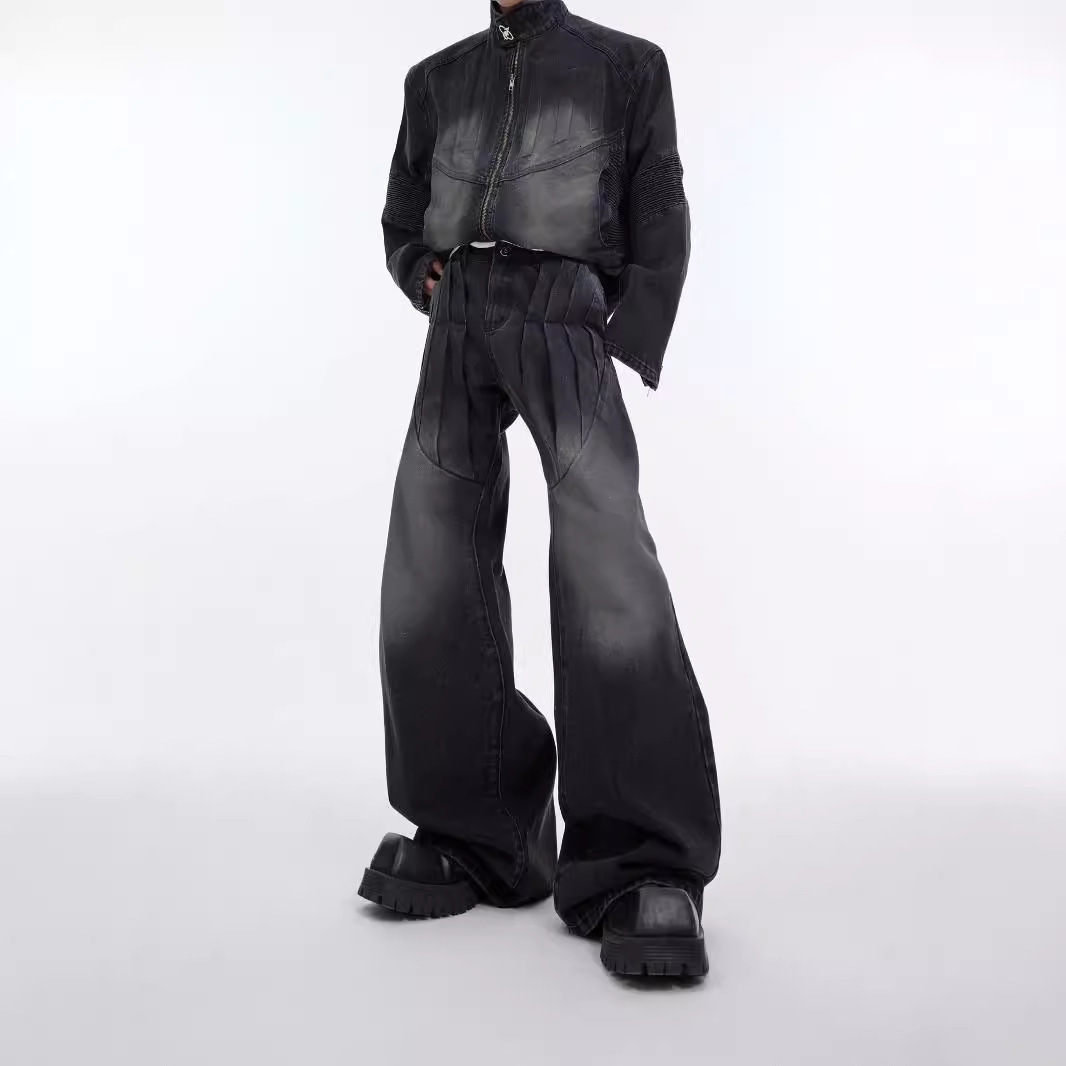 Vintage Deconstructed Denim Suit with 3D Embossed Design Jacket and Mens Jeans for a Stylish Look 250829