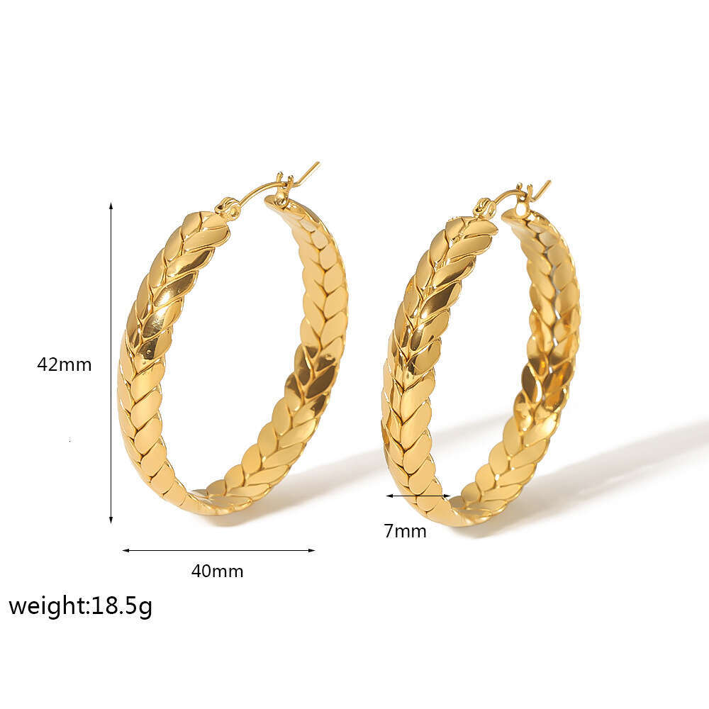 Light Style Niche Design Studs Gold Stainless Steel Wheat Earrings High-end Feel Ear Jewelry for Women