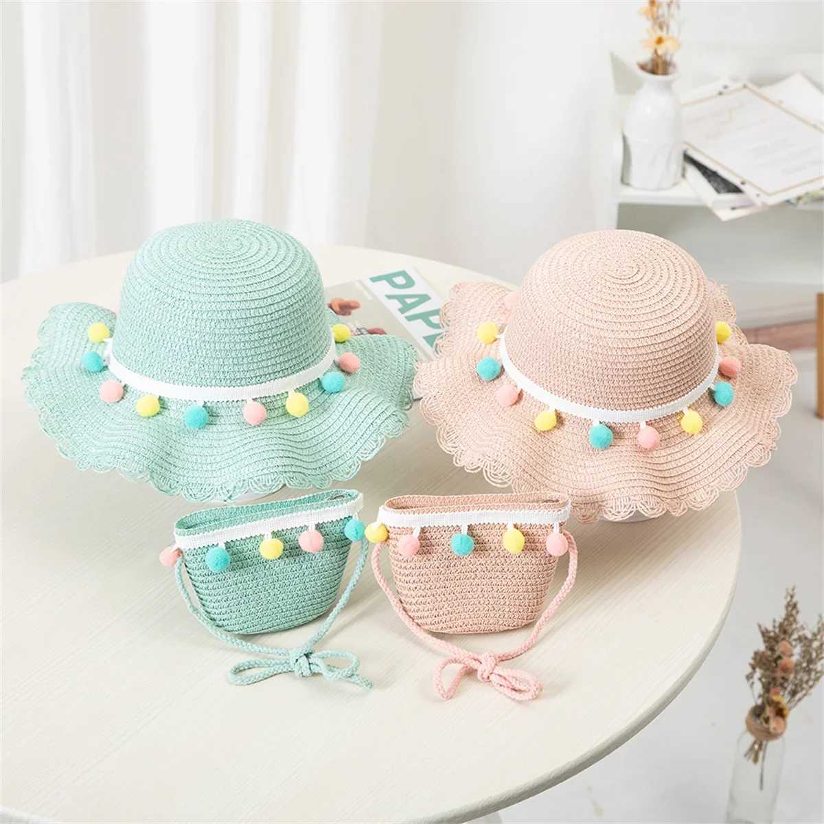 Kids Girls Summer Fashion Children Sunscreen Sun Hat Straw Hat Bag For Girls Cool Hat Girl Cute Breathable BabyAccessories Z251029