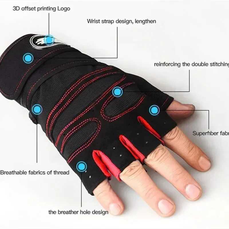 Outdoor Sport Gloves for Men Women Wrist Guard Fitness Gym Cycling Hiking Boxing Exercise Training Workout Long Wrist Fingerless J250922
