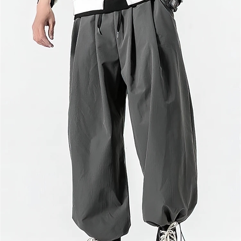 Wide Leg Baggy Casual Harem Pants Men Japanese Oversize Drawstring Joggers Sweatpants Male Sport Oversize Fleece Thick Trousers 240918